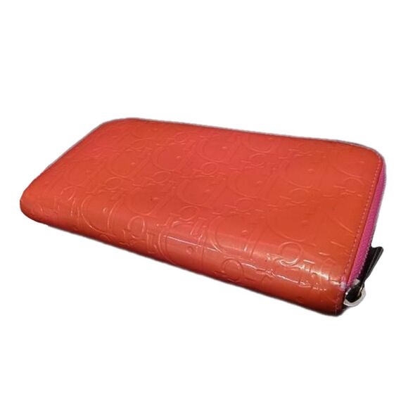 Christian Dior Authentic Ultimate Voyager Coral Orange Leather Zippy Long Wallet - Picture 3 of 11